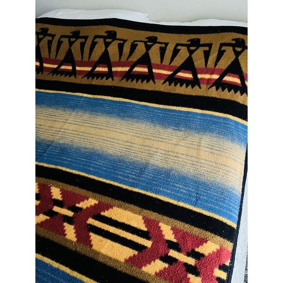 Vtg BIEDERLACK Blanket Throw Western Native Aztec Southwestern Thunderbird Eagle - Picture 4 of 14